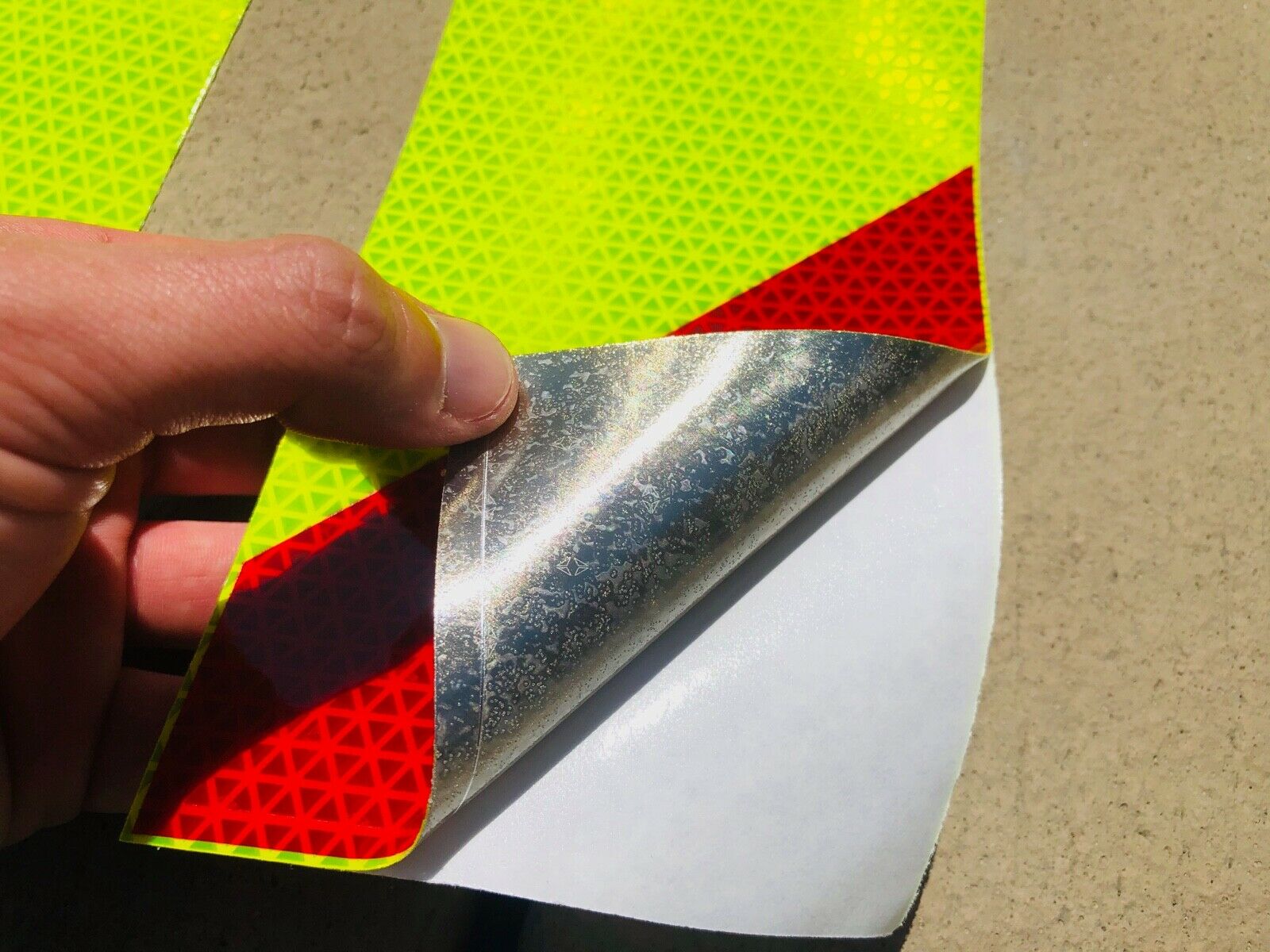 Vertical Lime & Red Reflective Chevron Panels (Multiple Sizes) - Reflective Pro