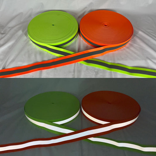 2" Reflective ELASTIC Vest Trim Fluorescent Orange & Lime Sew On Fabric - Reflective Pro