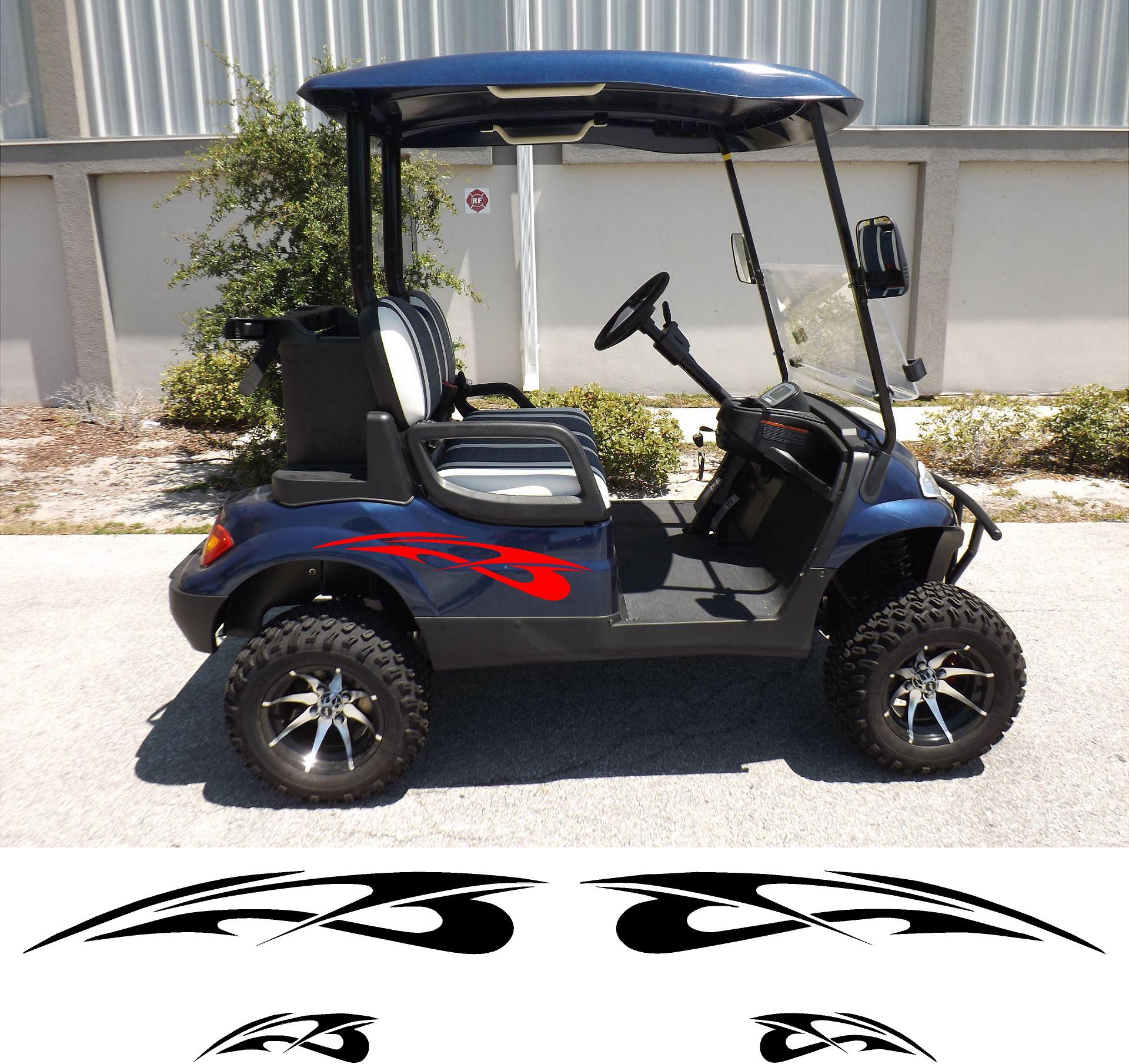 REFLECTIVE or Regular Golf Cart Graphic Decals 2 Pairs of 2 Vinyl Decal Universal Fit- 5 - Reflective Pro