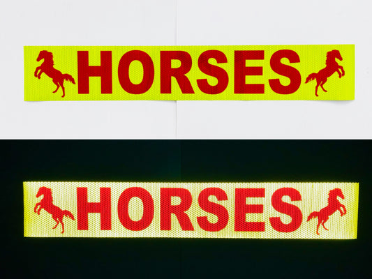 "HORSES" + Rearing Horse 6"x36" Reflective Word Panel (Multiple Colors) - Reflective Pro