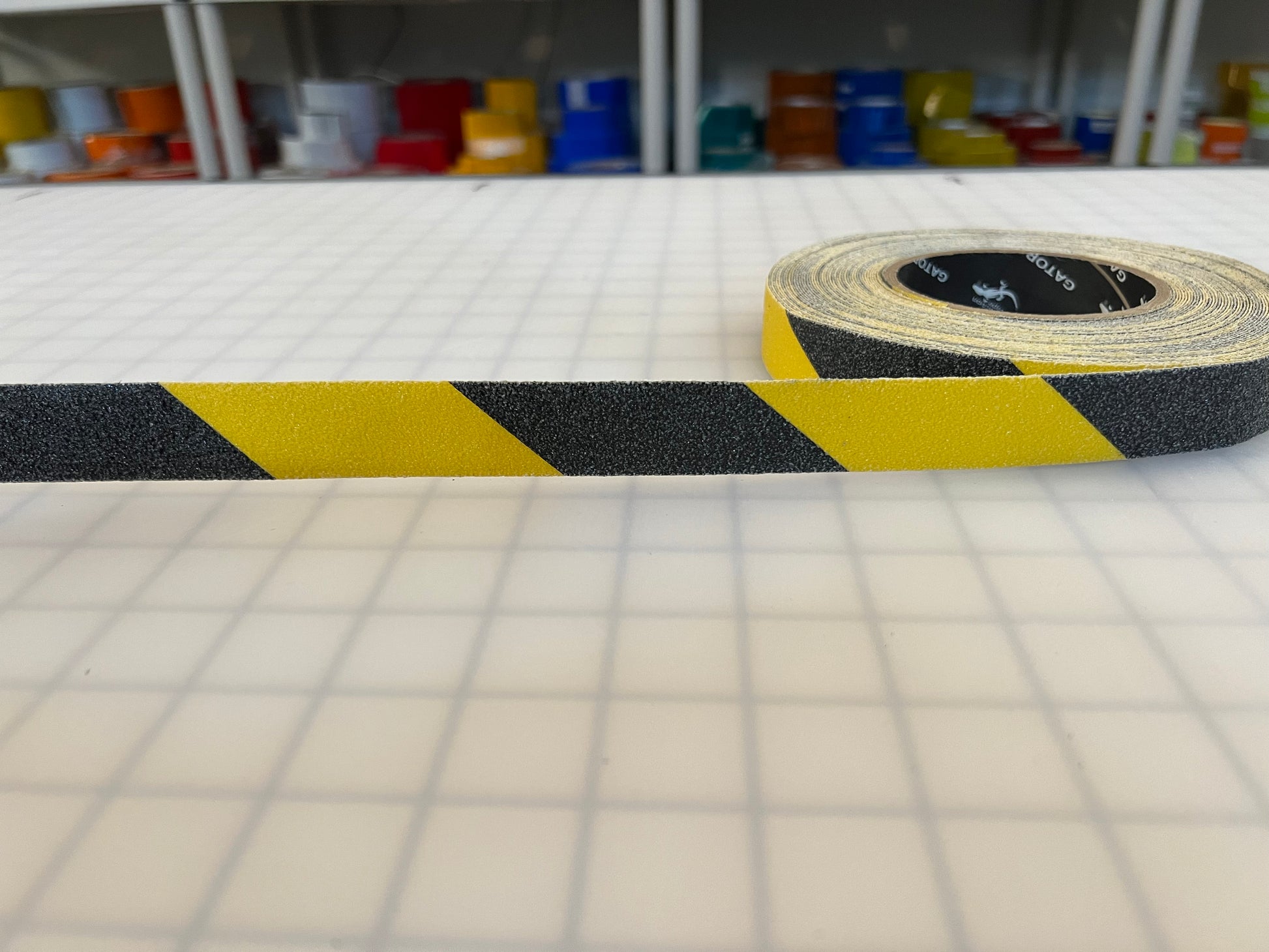 1" Anti-Slip Tread Tape Yellow/Black Hazard Striped Gator Grip 60 Grit OSHA - Reflective Pro