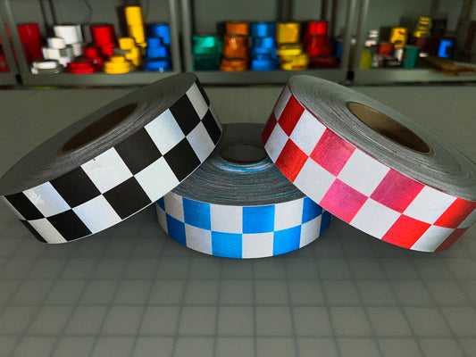 2" Inch Checkered Reflective Fabric Sew On - Reflective Pro