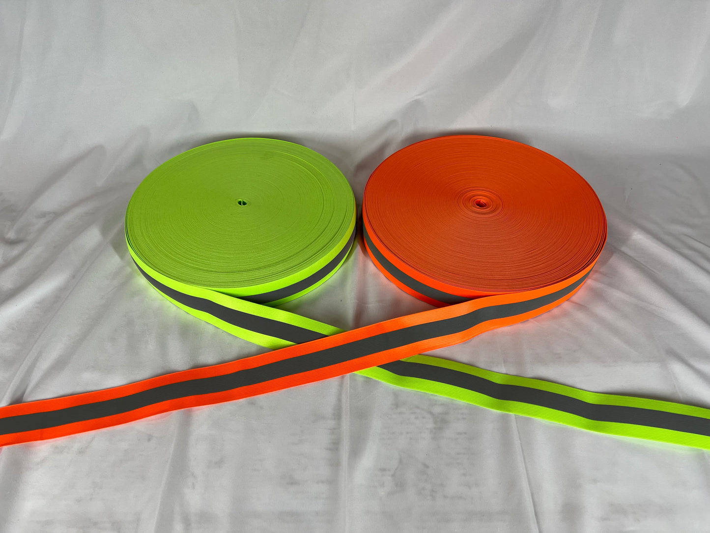 2" Reflective ELASTIC Vest Trim Fluorescent Orange & Lime Sew On Fabric - Reflective Pro