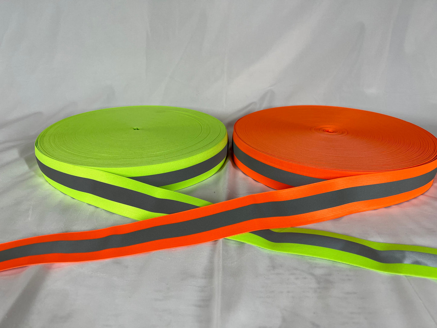 2" Reflective ELASTIC Vest Trim Fluorescent Orange & Lime Sew On Fabric - Reflective Pro