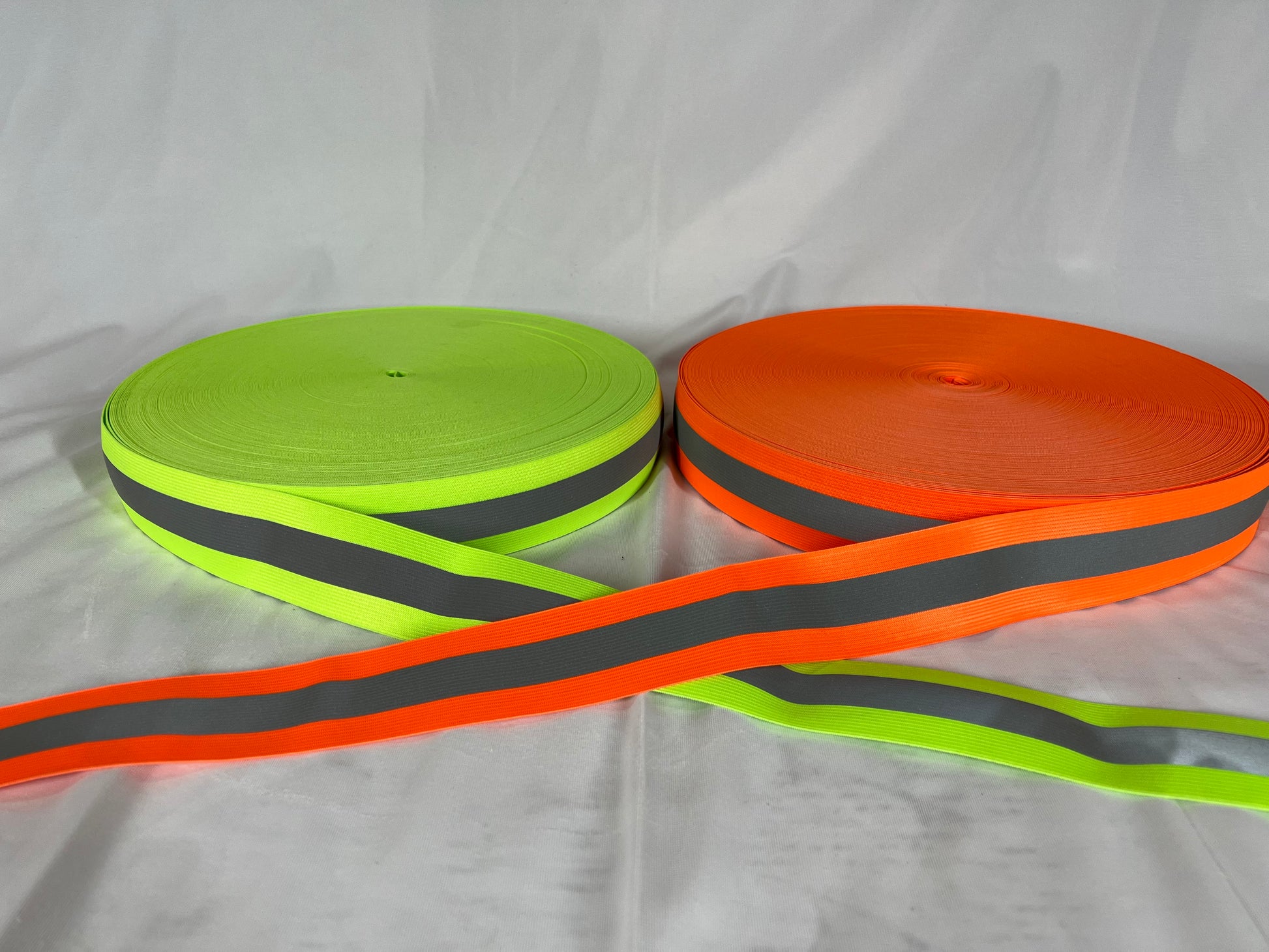 2" Reflective ELASTIC Vest Trim Fluorescent Orange & Lime Sew On Fabric - Reflective Pro