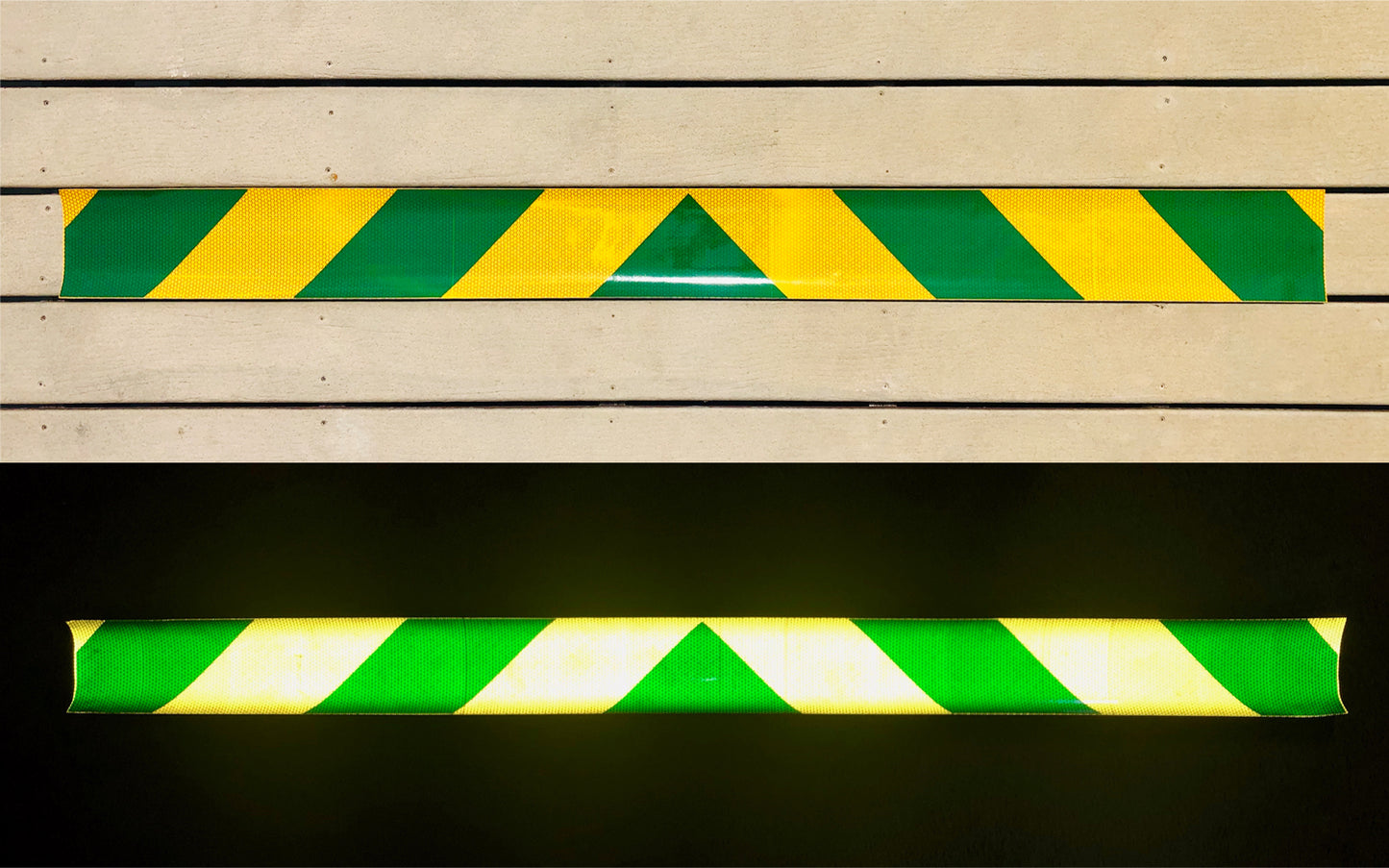 School Bus Yellow & Green Reflective Chevron Panel (Multiple Sizes) - Reflective Pro