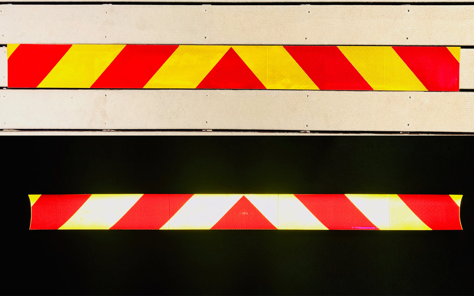 School Bus Yellow & Red Reflective Chevron Panel (Multiple Sizes) - Reflective Pro