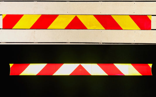 School Bus Yellow & Red Reflective Chevron Panel (Multiple Sizes) - Reflective Pro