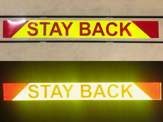 "STAY BACK"  Reflective Chevron Word Panel 4"x36" - Reflective Pro