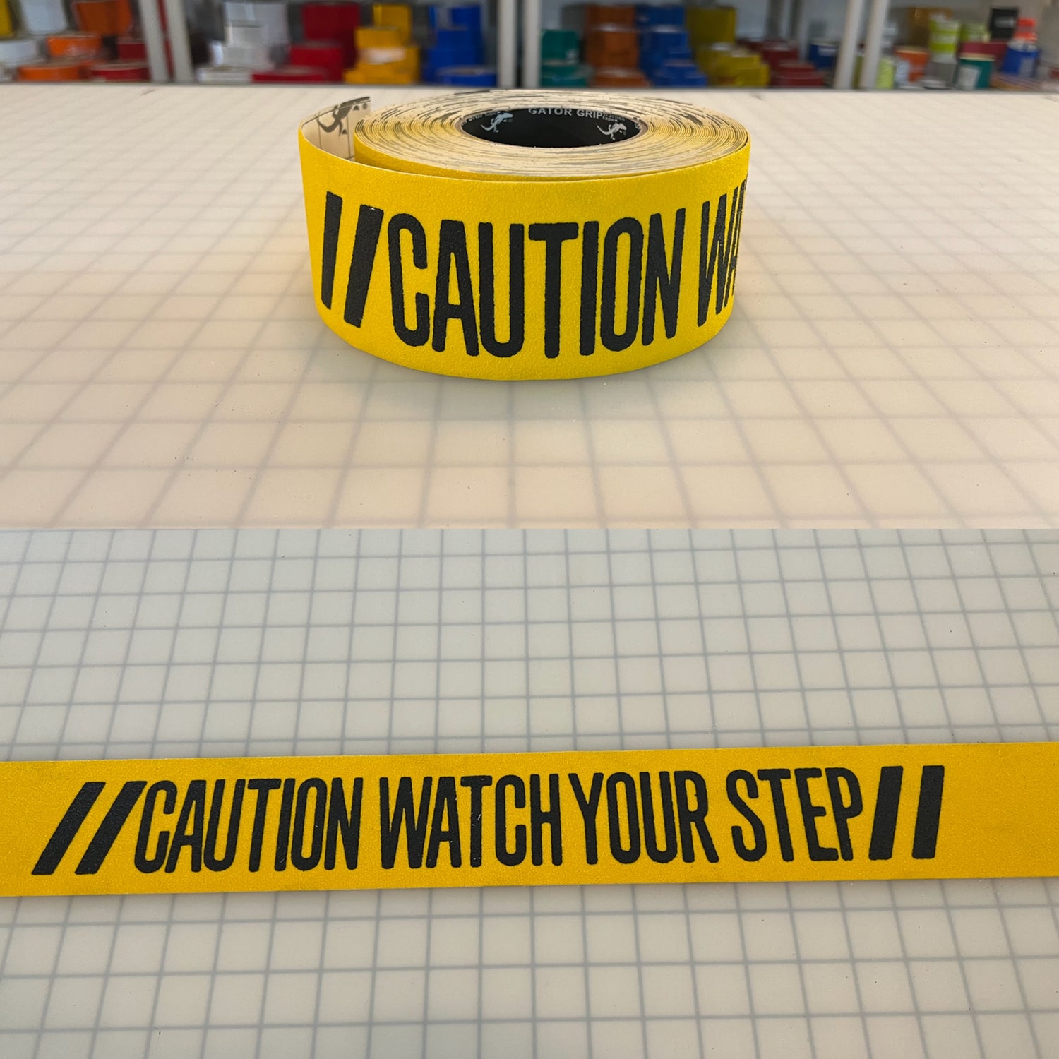 3" Anti-Slip "Caution Watch Your Step" Tread Tape Yellow & Black Gator Grip 60 Grit OSHA - Reflective Pro