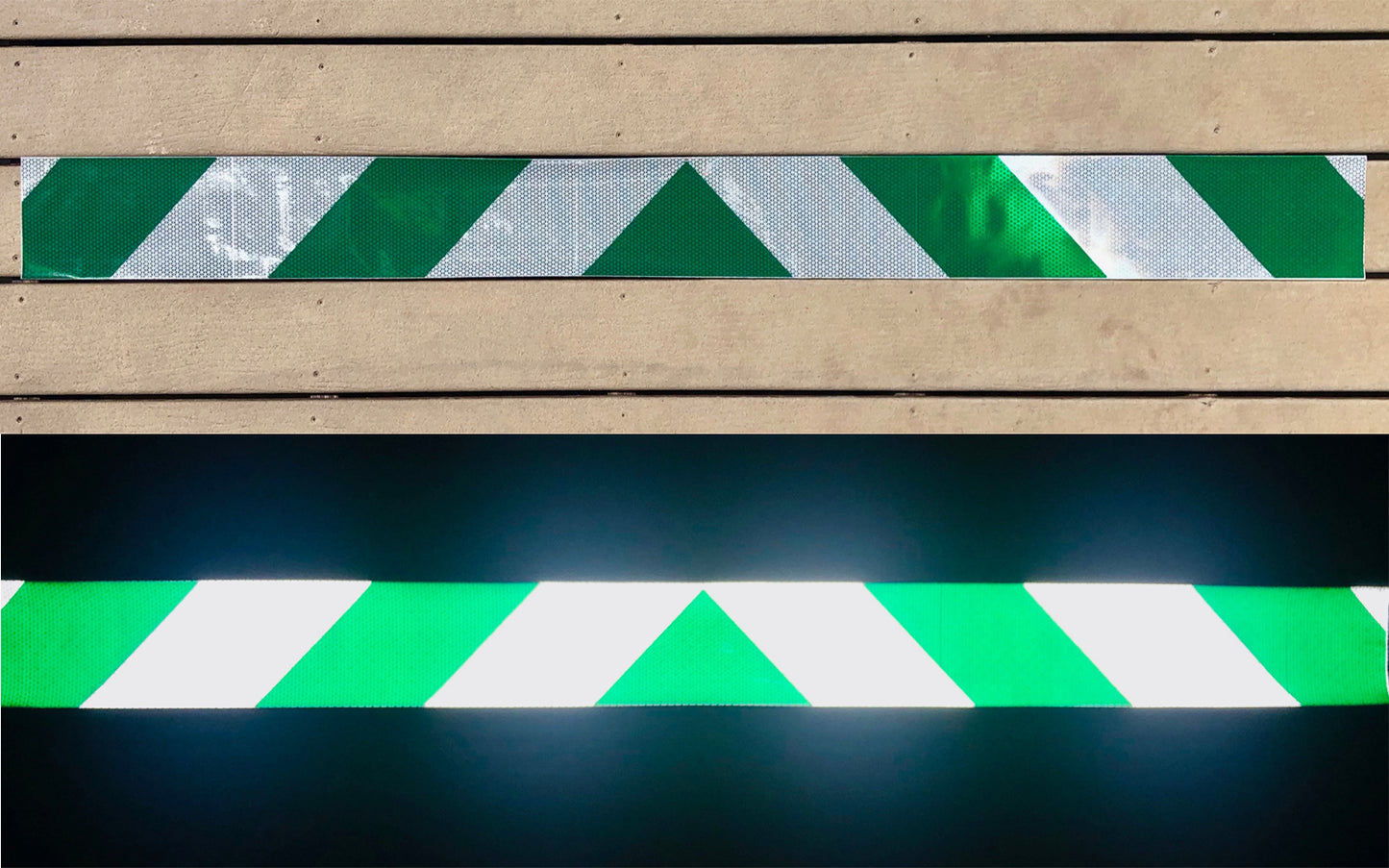 White & Green Reflective Chevron Panel (Multiple Sizes) - Reflective Pro
