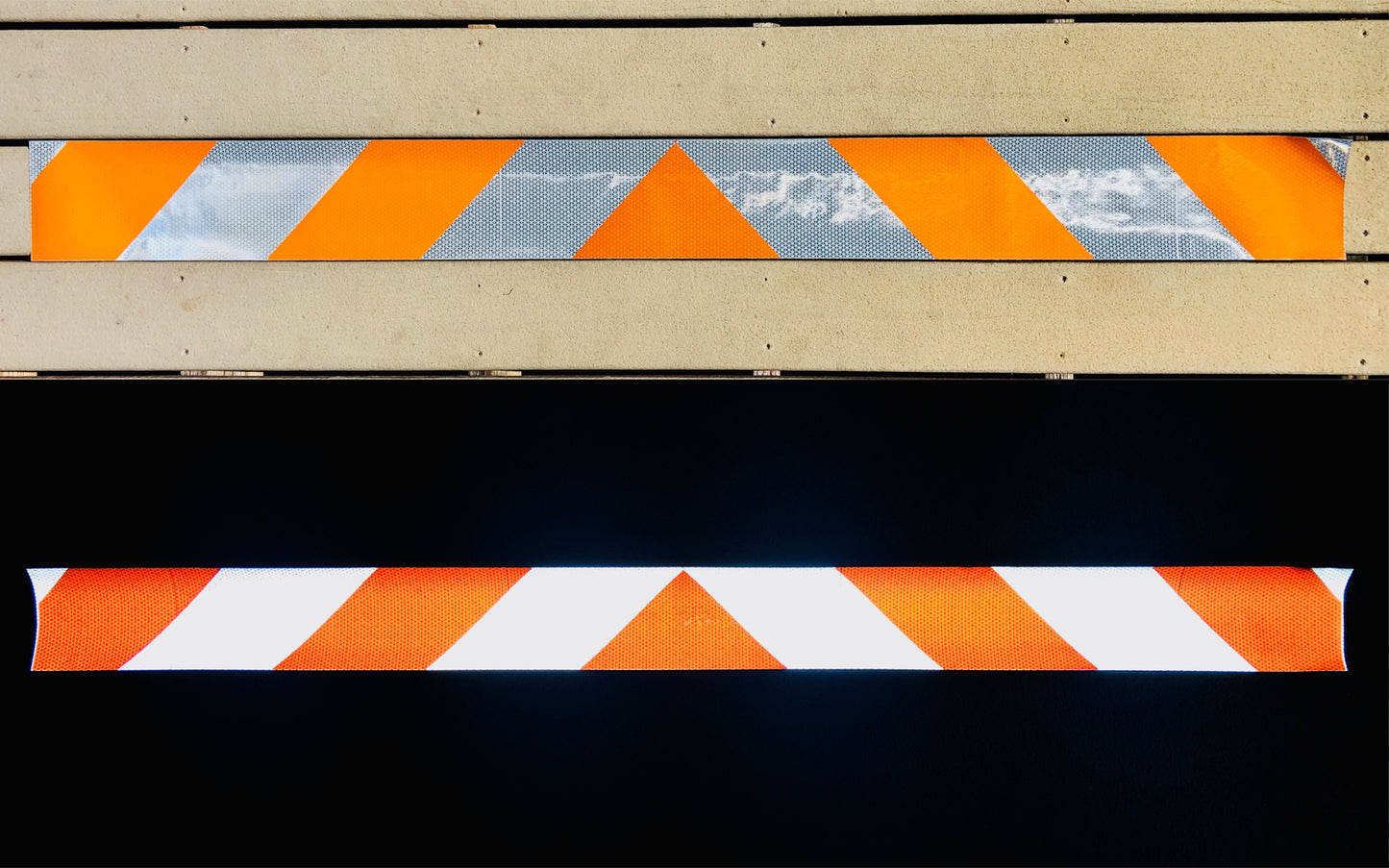 White & Orange Reflective Chevron Panel (Multiple Sizes) - Reflective Pro