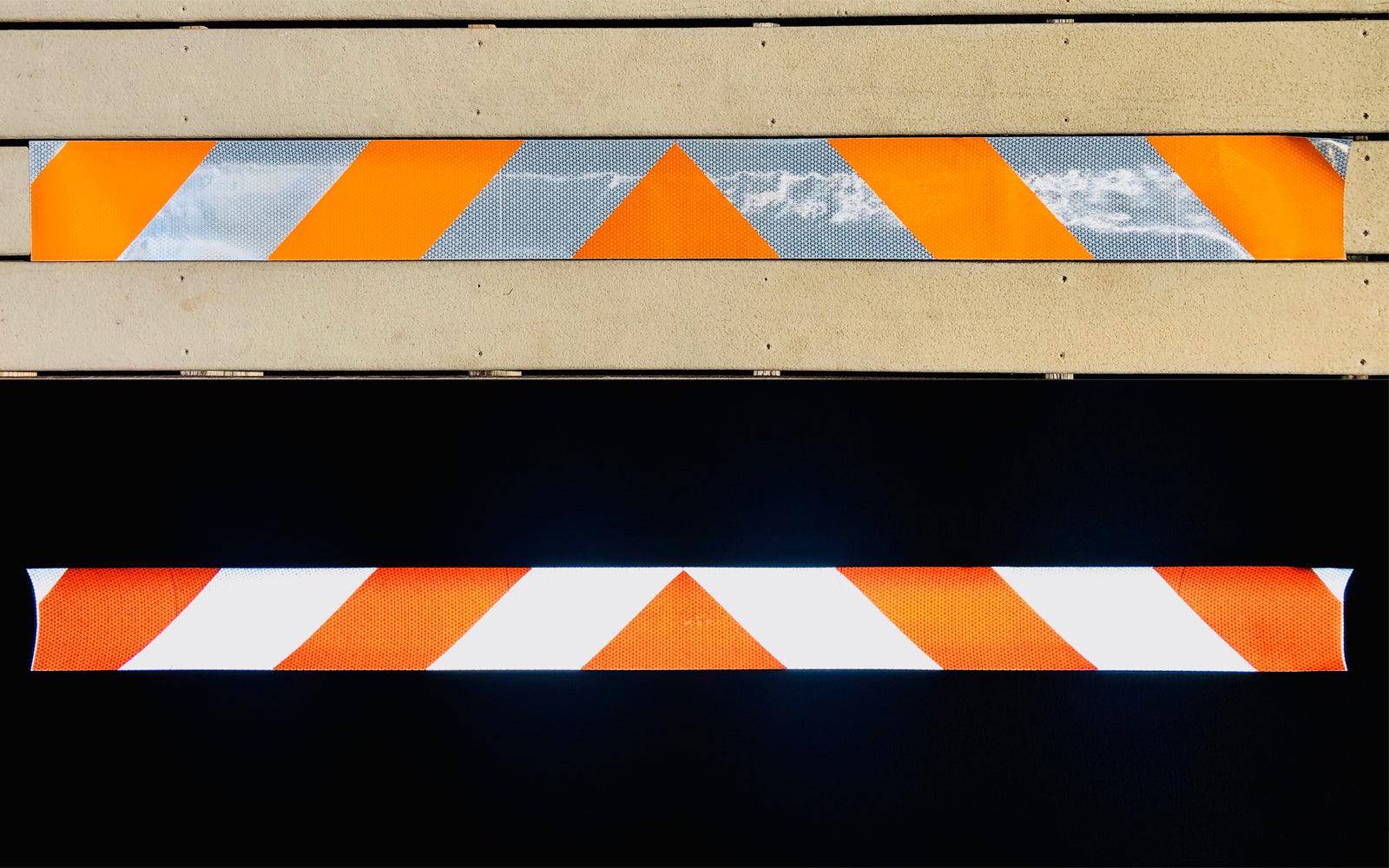 White & Orange Reflective Chevron Panel (Multiple Sizes) - Reflective Pro