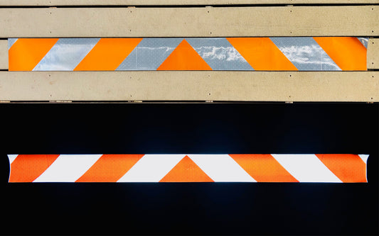 White & Orange Reflective Chevron Panel (Multiple Sizes) - Reflective Pro