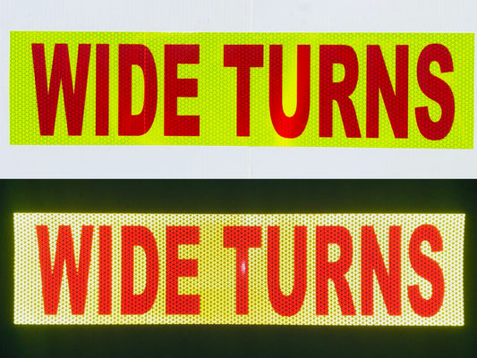 "WIDE TURNS" 6"x24" Reflective Word Panel (Multiple Colors) - Reflective Pro